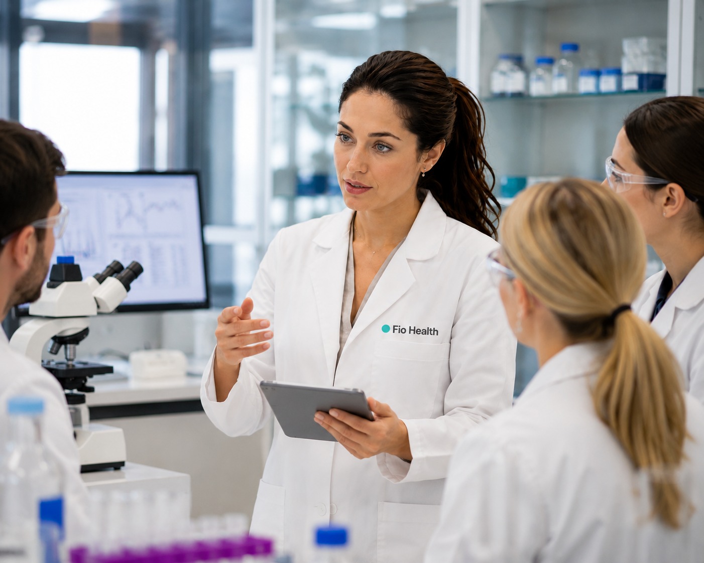 Doctor reviewing lab results at Fio Health Dubai